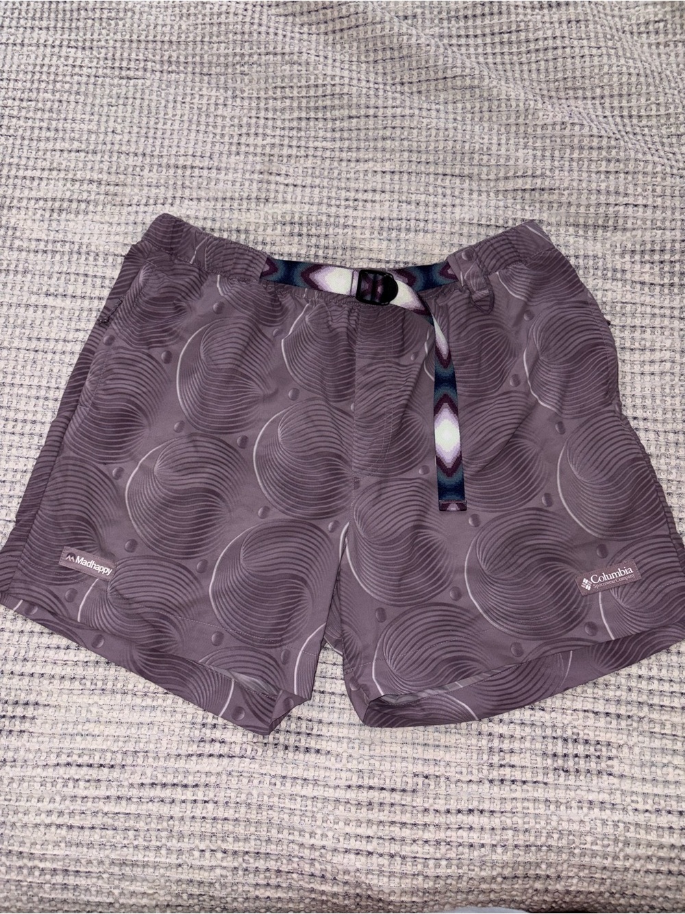 Madhappy x Columbia Purple Athletic Shorts with Woven Belt